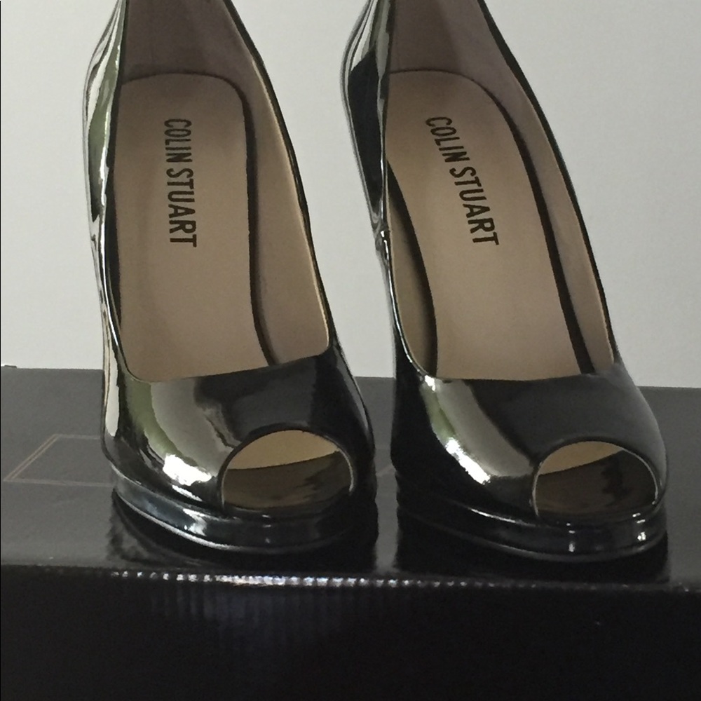 Colin Stuart Black Patent Open-toe Heel